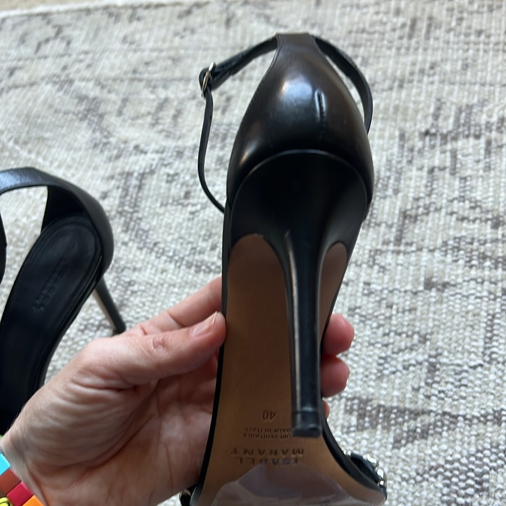 Isabel Marant black strappy heels with silver beading and ankle strap 🖤✨ WORN 1 - Picture 7 of 10